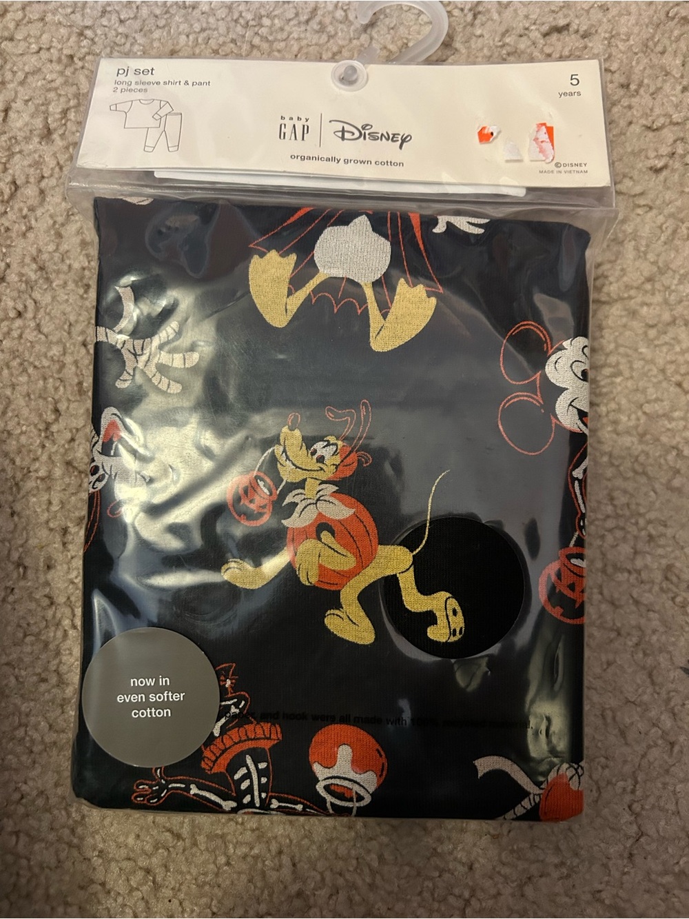 GAP Kids Black Halloween Mickey & Pluto Pajama Set